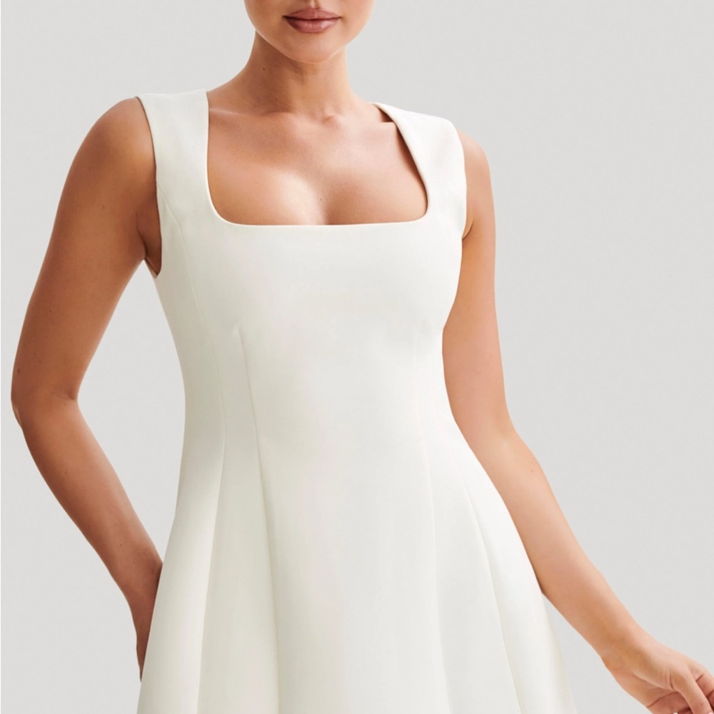 MESHKI Lysandre Crepe White Dress